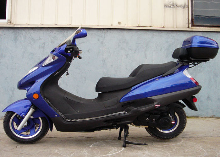 İki Far Mavi Yetişkin Gaz Scooter, 2 Koltuklu Gerçek Deri ile 150cc Motorlu Scooter