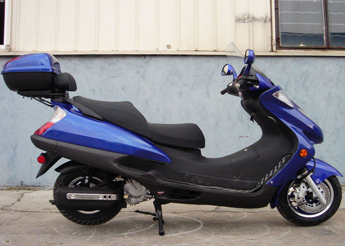 İki Far Mavi Yetişkin Gaz Scooter, 2 Koltuklu Gerçek Deri ile 150cc Motorlu Scooter
