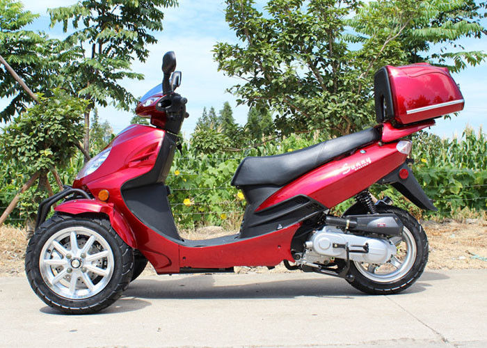 Hava Soğutmalı 50cc Yetişkin Tri Tekerlek Motosiklet Tek Silindir 4 İnme Arka Kutusu
