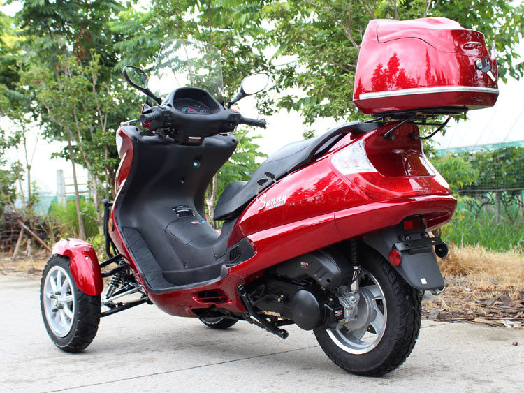 Tek Silindirli 50CC Yatay Tip Üç Tekerlekli Motosiklet, Kayış Tahrikli Şanzıman