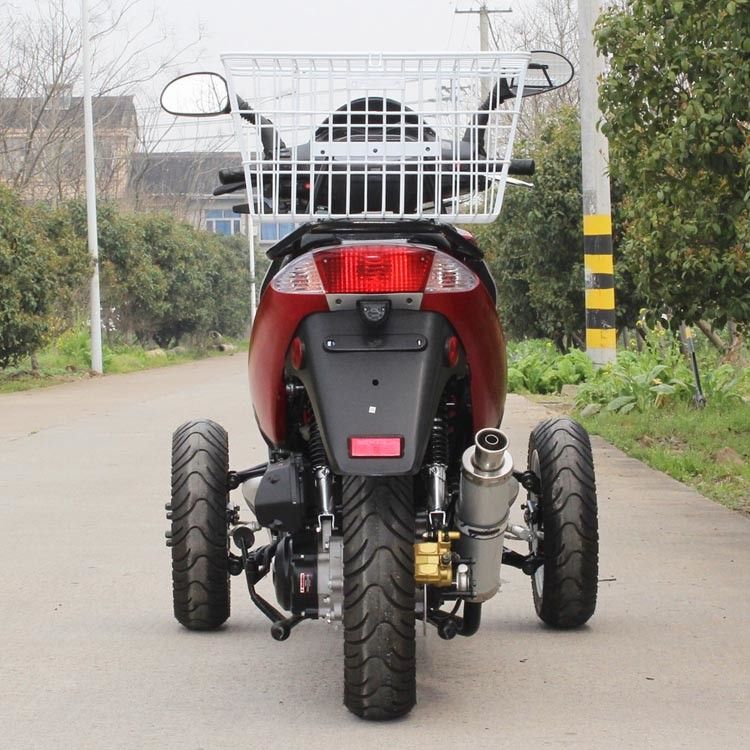 Hava Soğutmalı 50cc Yetişkin Üç Tekerlekli Motosiklet Tek Silindirli 4 İnme Arka Kutusunda