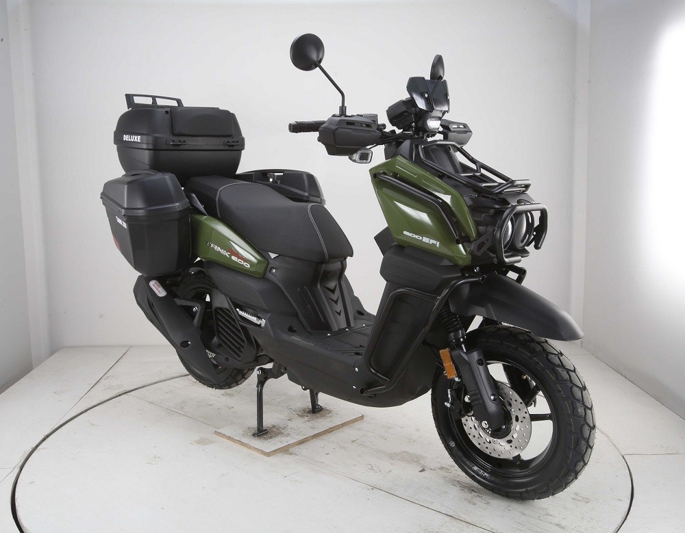 Yeni Ordu Tarzı Scooter 200 Tank 200 Efi Deluxe Model Daha Büyük Lastikler ve Yan Bagaj Taşıyıcıları