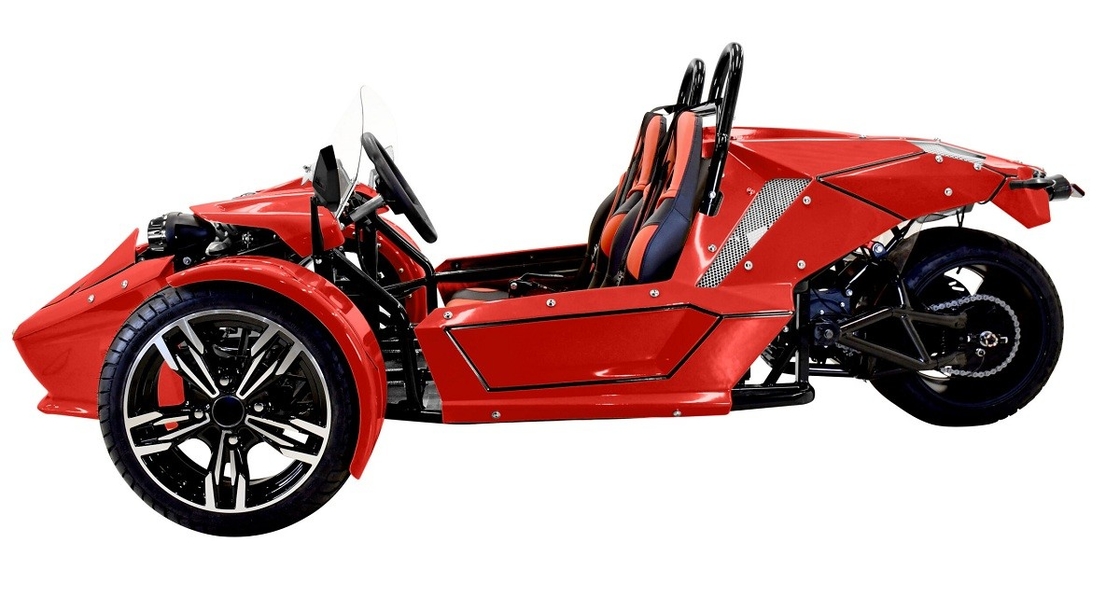 Üç Tekerlekli Motosiklet E-Spider 72V Trike Güçlü 3000w Lityum Pilli Orta Sürüş Motoru