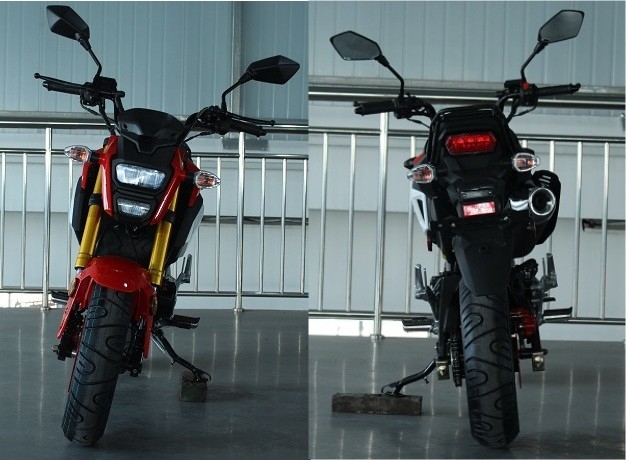 El şanzımanlı özel baskı motosikleti, elektrikli başlangıç, çift far, büyük 12 inçlik tekerlekler