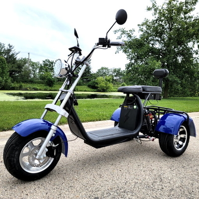 E-Mod 2000W Elektrikli 3 Tekerlekli Yağ Lastikli Scooter Trike Harley Chopper Stili CityCoco